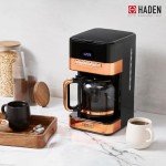 HADEN 12-Cup Programmable Coffee Maker, Black/Copper