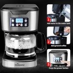 HousesAid 12-Cup Programmable Coffee Maker – Stainless Steel