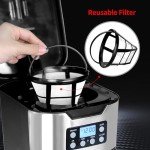 HousesAid 12-Cup Programmable Coffee Maker – Stainless Steel