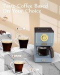 Amaste 5-Cup Retro Drip Coffee Maker, Ash Blue