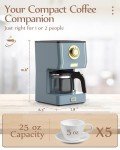 Amaste 5-Cup Retro Drip Coffee Maker, Ash Blue