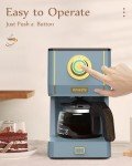 Amaste 5-Cup Retro Drip Coffee Maker, Ash Blue
