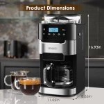 HOMOKUS 10-Cup Touch Screen Coffee Maker