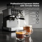 Kismile 20 Bar Espresso Machine with Grinder & Frother