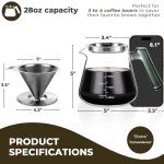 Aquach 28oz Pour Over Coffee Maker Set