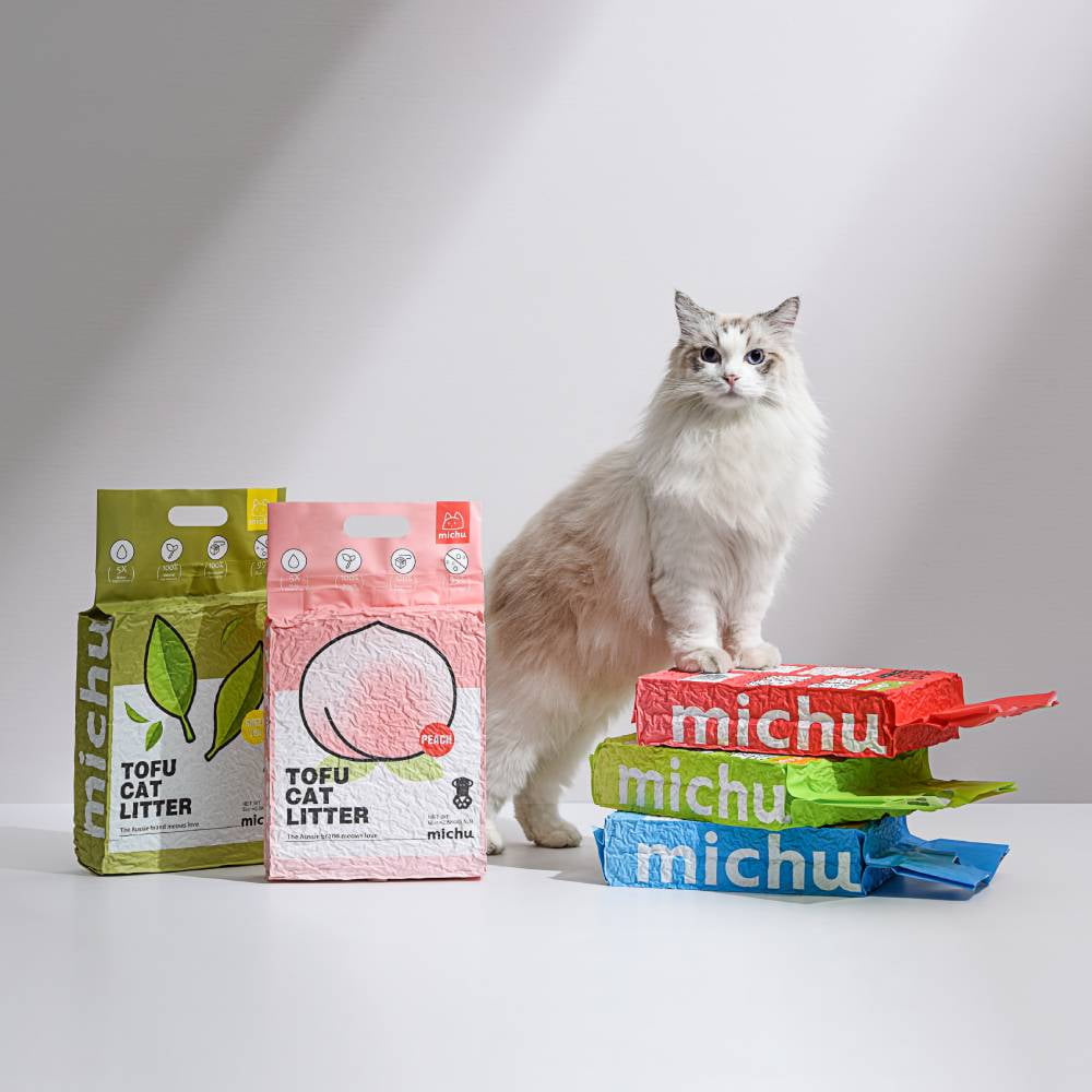 Michu Natural Clumping Tofu Cat Litter (Peach)