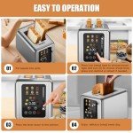 WHALL Touch Screen 2-Slice Stainless Steel Toaster