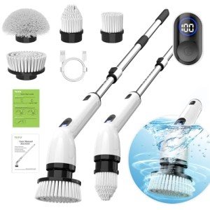 TUYU Cordless Spin Scrubber with Adjustable Handle