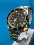 Innovative Time Mens Vintage Dive Watch Quartz Gold Black New Battery