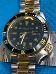 Innovative Time Mens Vintage Dive Watch Quartz Gold Black New Battery