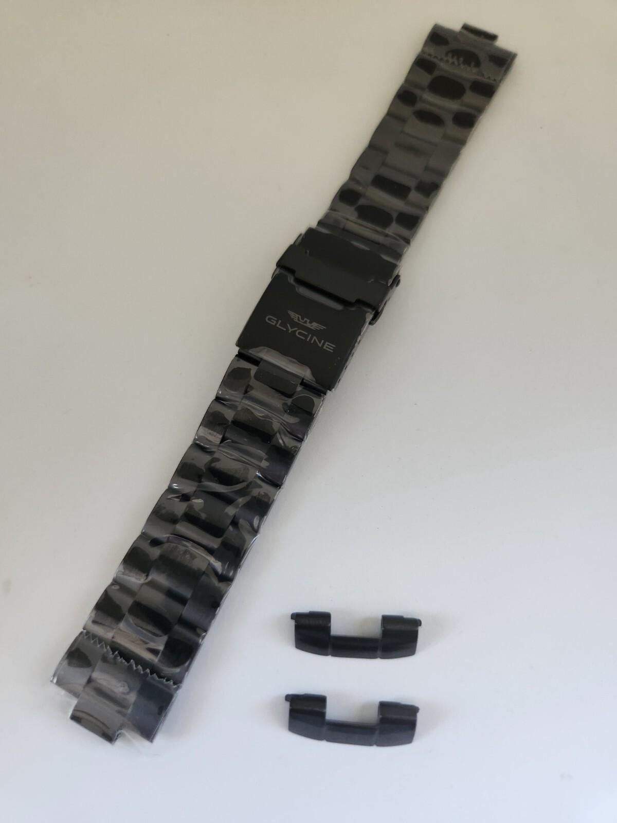 OEM Glycine Combat Sub 22mm Black Plated Stainless Steel Bracelet