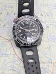 Vtg American Time Skin Diver Mechanical Dive Watch Date Rubber Strap RUNNING