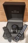 Glycine combat sub 42 Black PVD automatic watch with three straps FREE SHIPPING