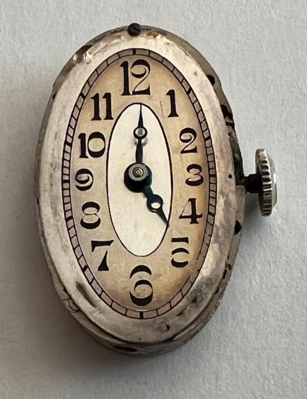 Vintage Glycine Watch Movement Dial Blue Hands Parts