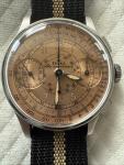 Beautiful 1940s DOXA Salmon Dial Chronograph Manual Wind Men's Wrist Watch