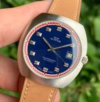 Glycine Compressor Automatic Date Blue Dial Stainless Steel Wristwatch NOS