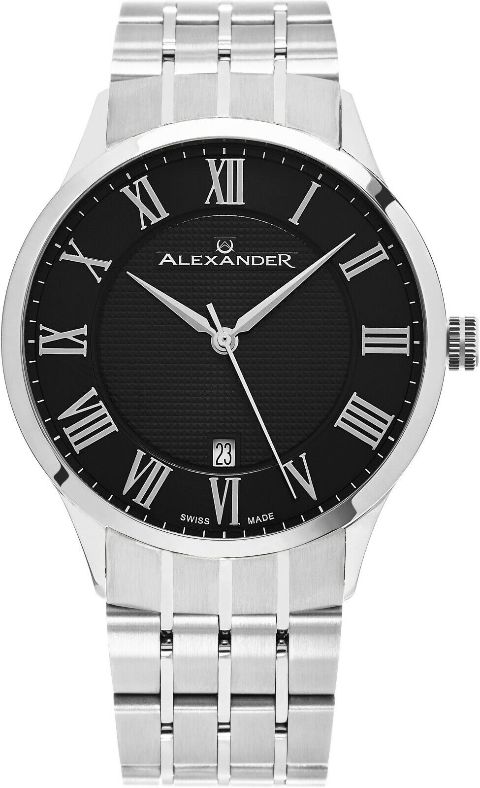 Alexander Slim Men's Dress Watch with Black Dial
