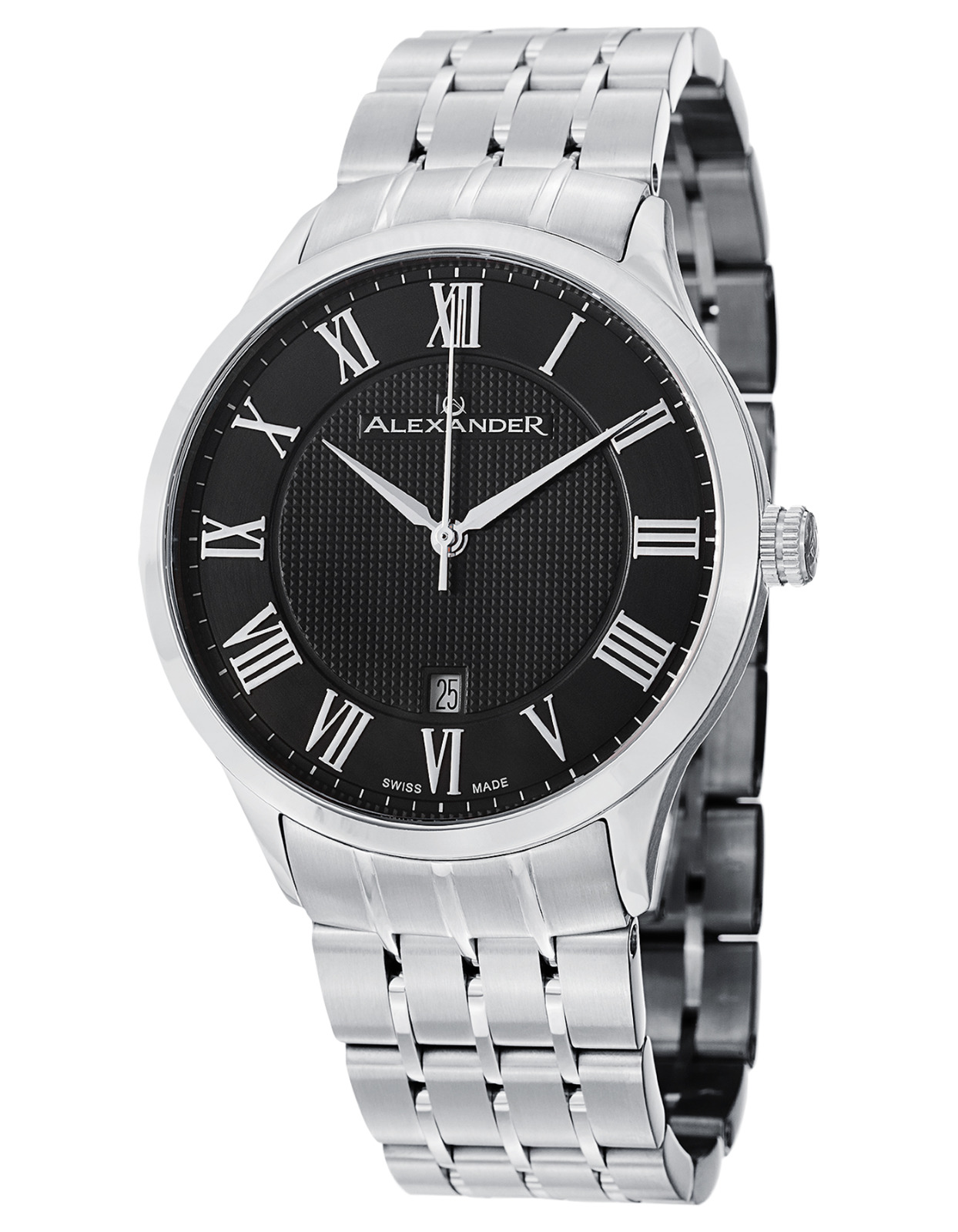 Alexander Slim Men's Dress Watch with Black Dial