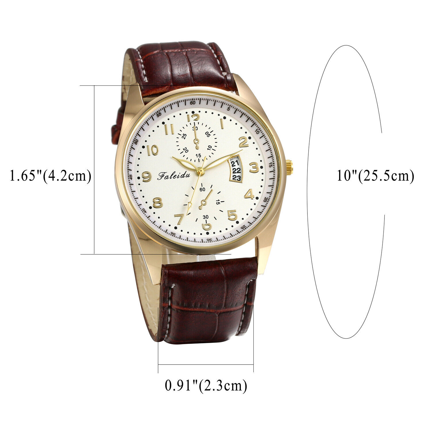 Men's Leather Band Quartz Analog Dress Watch