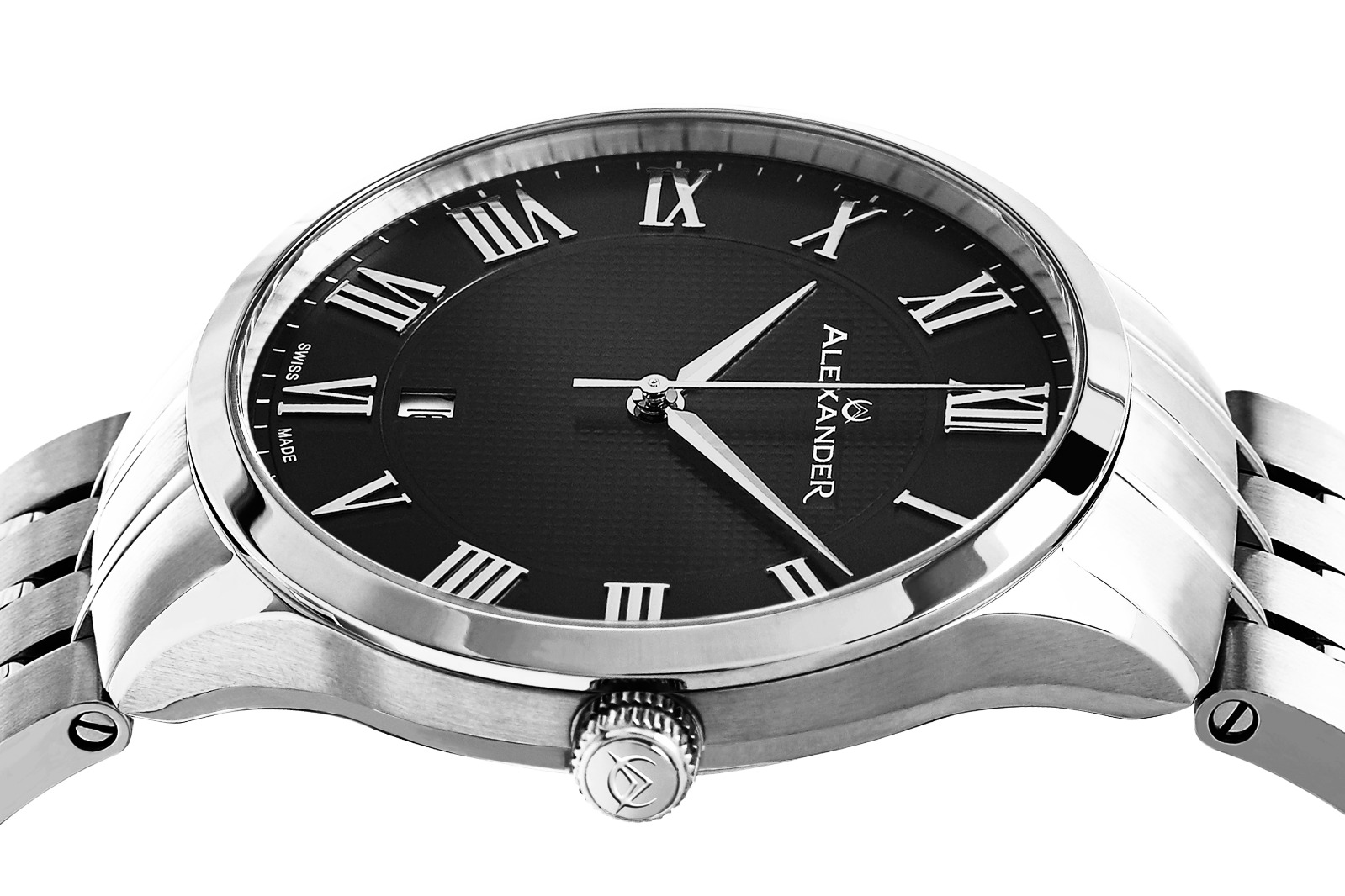 Alexander Slim Men's Dress Watch with Black Dial