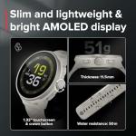 SUUNTO Run Running GPS Sports Watch with Silicone Strap, 1.32" AMOLED Touchscreen w/Crown Button, Wrist Heart-Rate & Sleep Health Tracking, Frost Gray