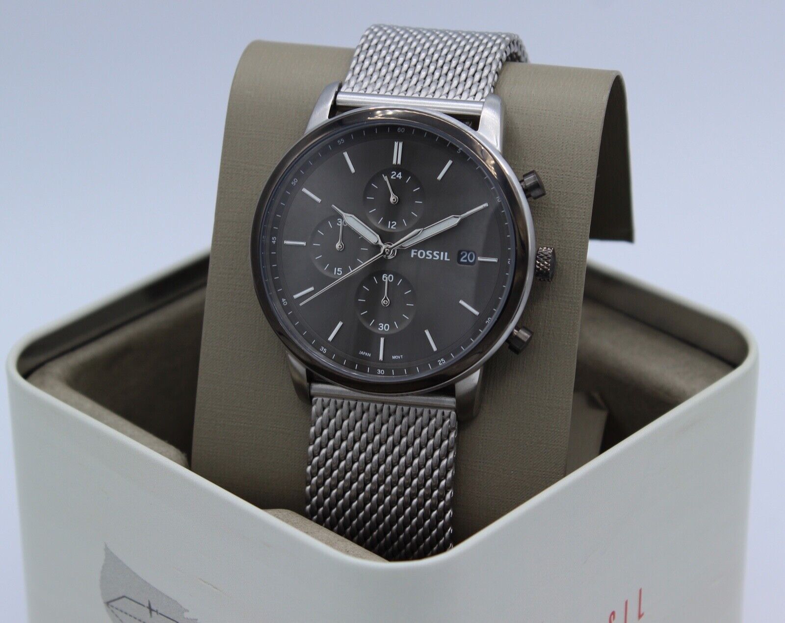 Fossil Minimalist Neutra Silver Chronograph Mesh FS5944 - Men's