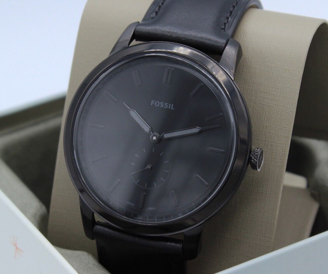 Fossil Minimalist Slim Black Leather Men's Watch