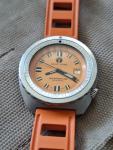 Rare U.S. Divers Co. Aqua Lung ETA Quartz Watch Orange Dial By Doxa Aubry Era