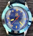 Vintage Swiss Titus Ice Blue Mechanical Mens  Dive Watch