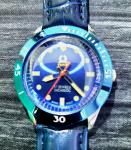 Vintage Swiss Titus Ice Blue Mechanical Mens  Dive Watch