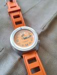 Rare U.S. Divers Co. Aqua Lung ETA Quartz Watch Orange Dial By Doxa Aubry Era