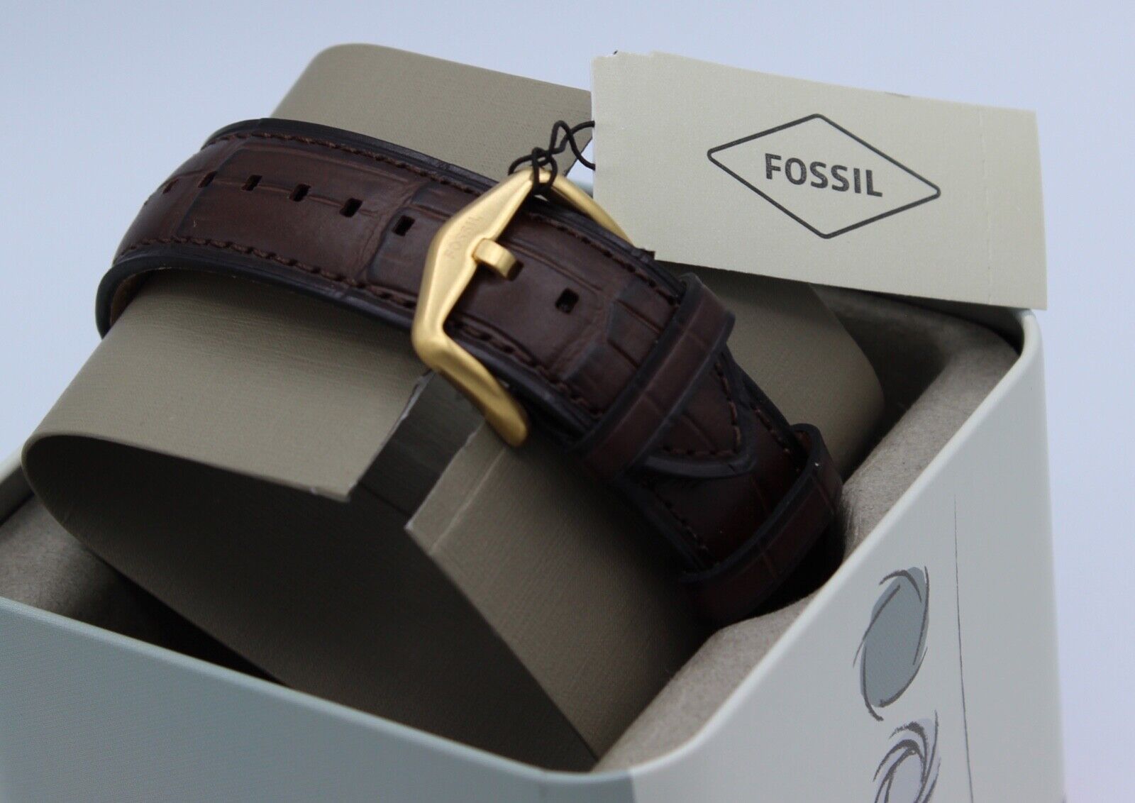 Fossil Minimalist Neutra Brown Gold Blue Croco Men's Watch