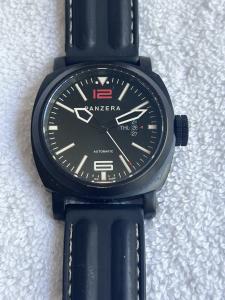 PANZERA AVIATOR DIVER 200 METERS 660 FEET DAY DATE Black Rubber Strap Watch.