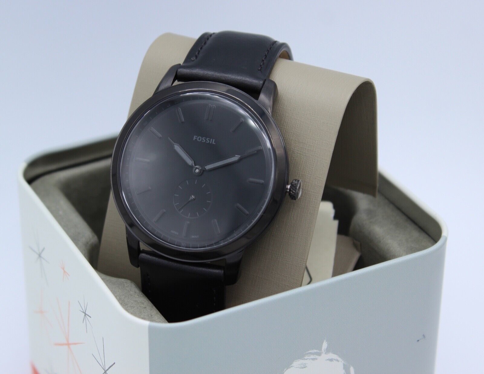 Fossil Minimalist Slim Black Leather Men's Watch