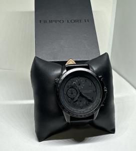 Filippo Loreti Oscura Mens All Black Analog Dial Quartz Chronograph Watch NSD16