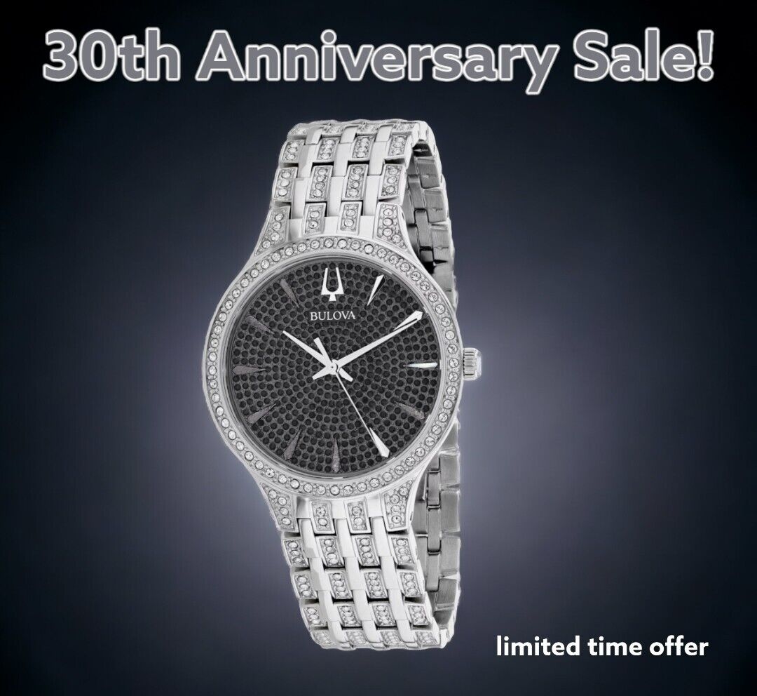 Bulova Men's Dazzling Crystals Silver Dress Watch