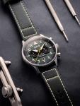 AVI-8 Hawker Hurricane Carey Dual Time Green / Leather | Green Dial 44mm Wristwa