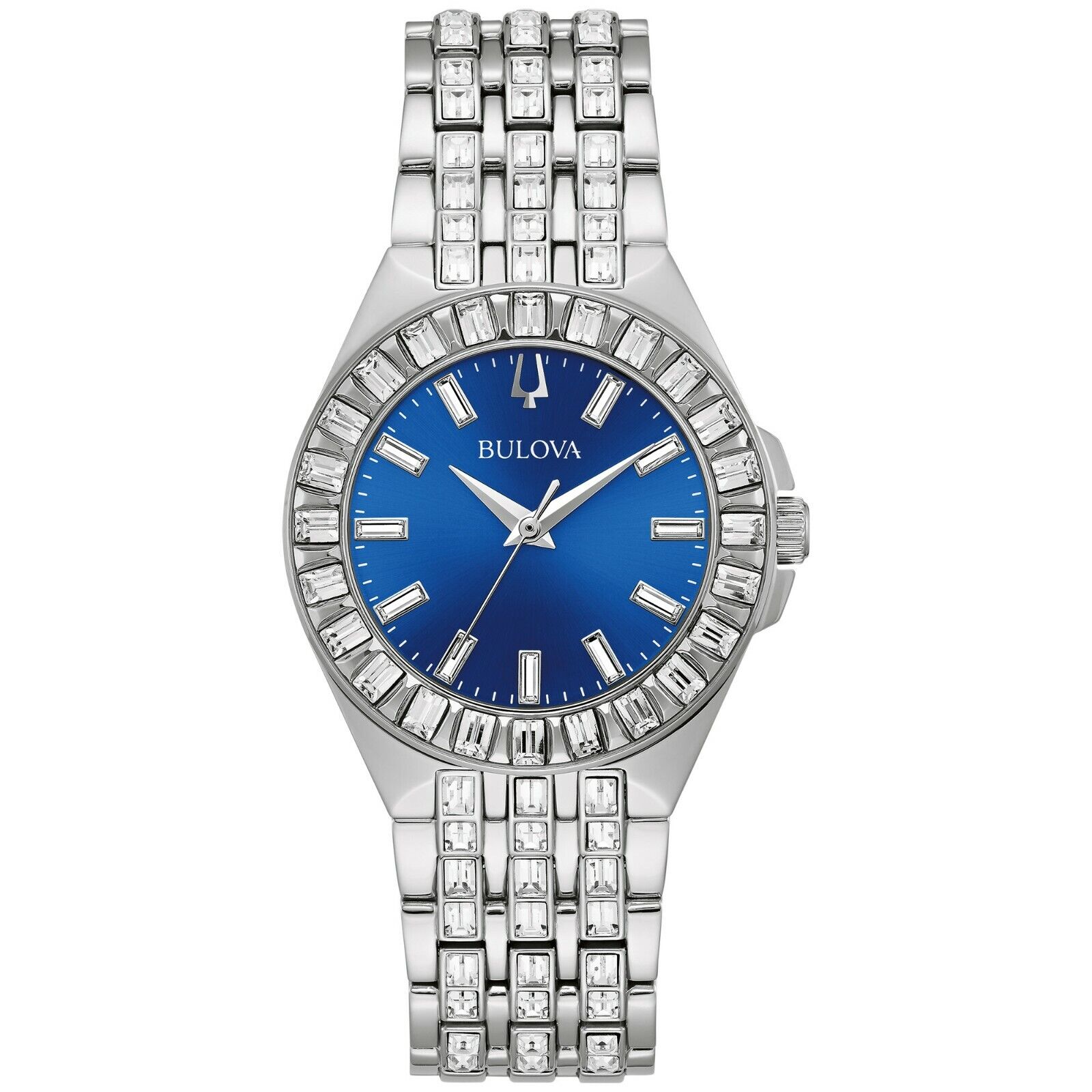 Bulova Women's Silver Quartz Baguette Crystal Watch