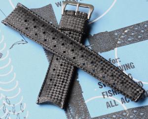 Genuine 1960s Swiss Tropic 19mm curved end vintage dive watch band rubber divers