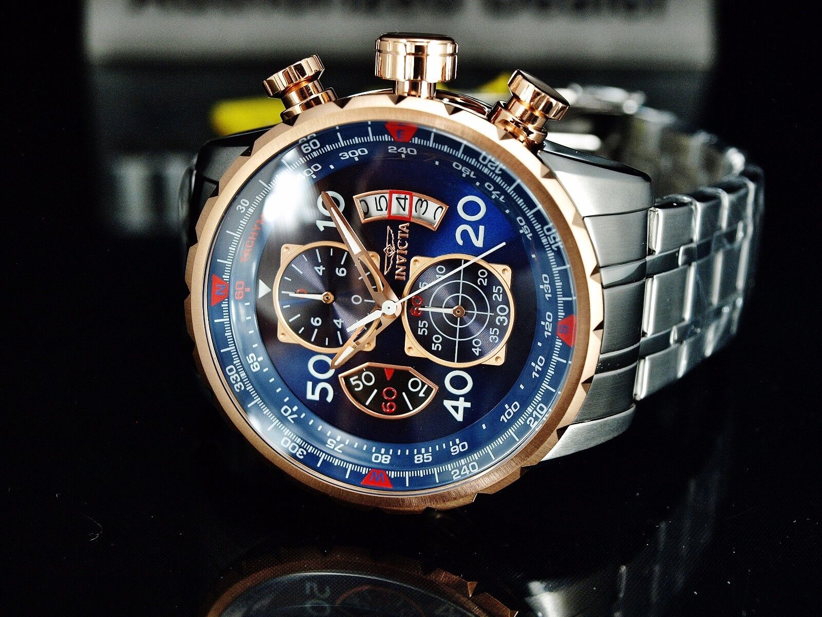 Invicta 48mm Aviator Chronograph Rose Gold Watch
