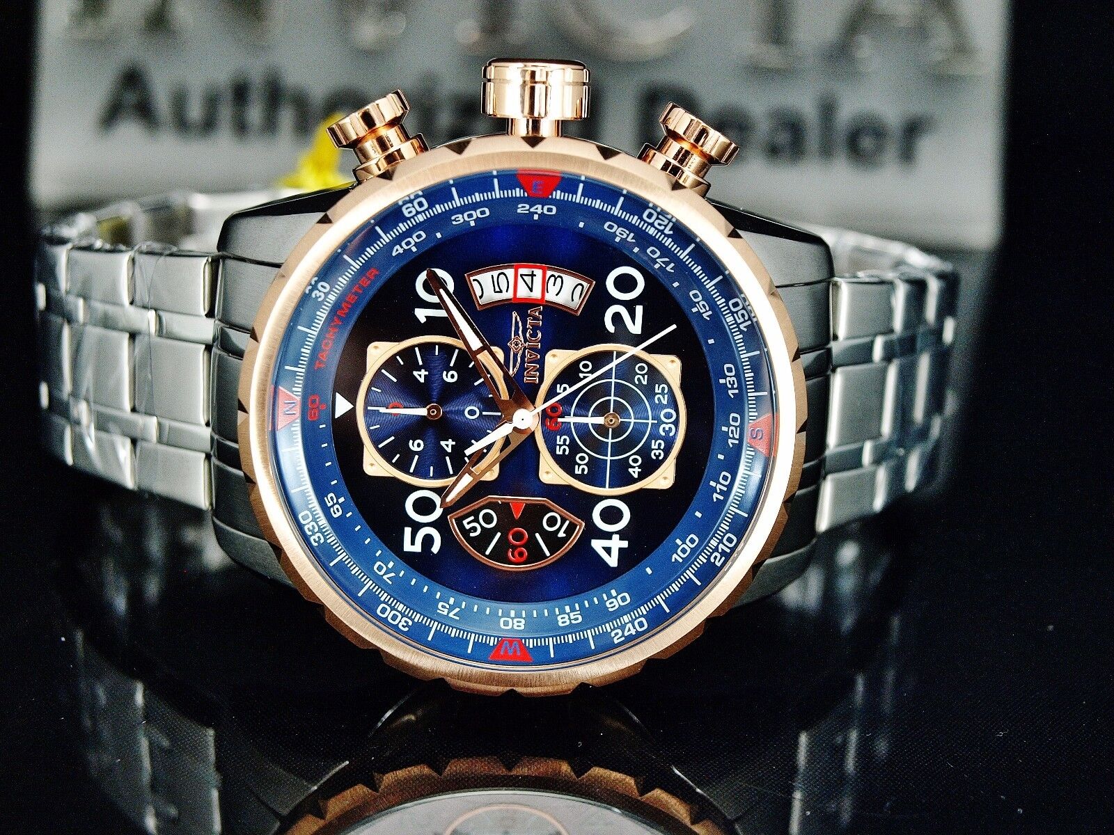 Invicta 48mm Aviator Chronograph Rose Gold Watch