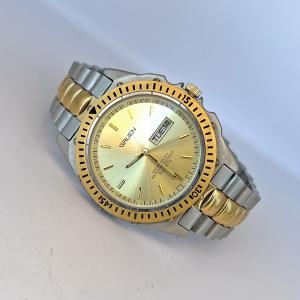 Vintage Gruen Dive Style Watch Rotating Bezel 2 Tone 38mm Mens