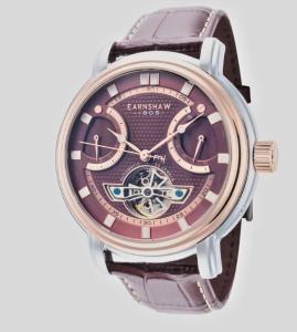 Thomas Earnshaw Retrograde Open Heart Automatic Brown Men's Watch