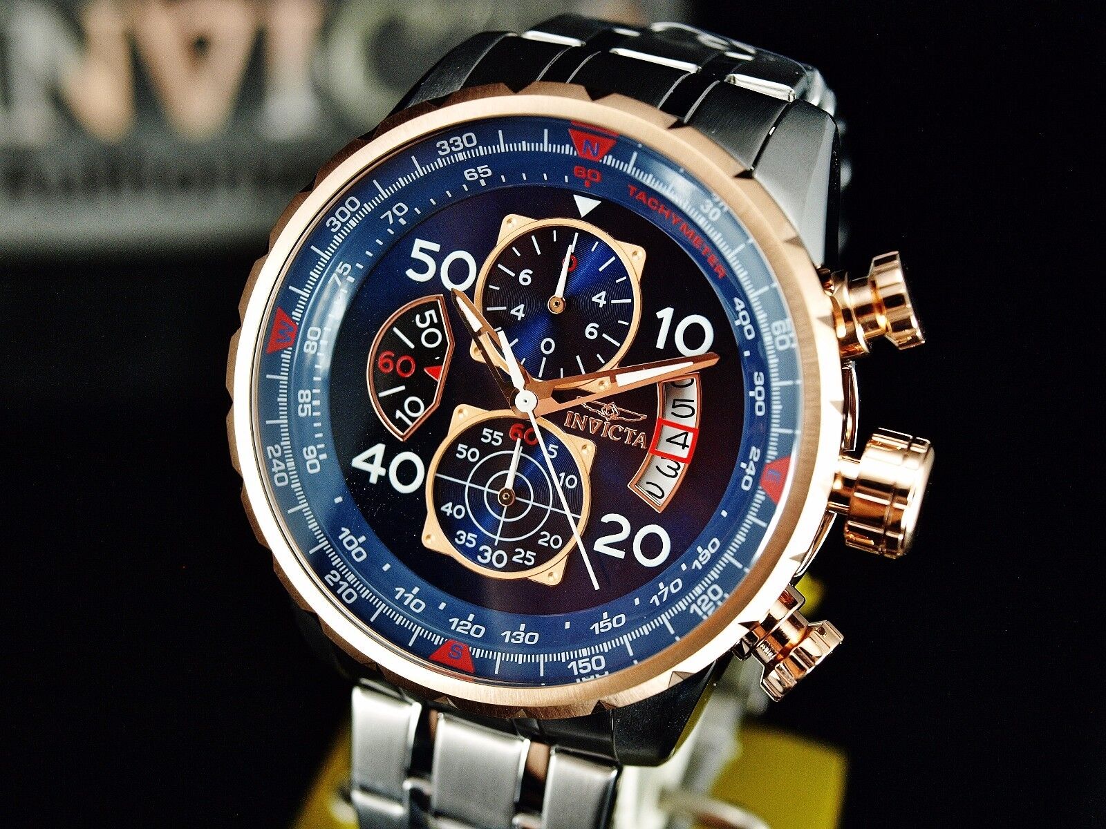 Invicta 48mm Aviator Chronograph Rose Gold Watch