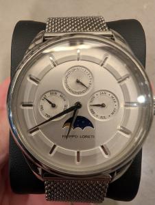 Filippo Loreti Men's Moonphase Watch 40mm – Silver Mesh, Complete Set