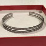 WALDOR & CO Double Row Rhinestones Silver Cuff 7"