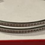 WALDOR & CO Double Row Rhinestones Silver Cuff 7"