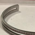 WALDOR & CO Double Row Rhinestones Silver Cuff 7"