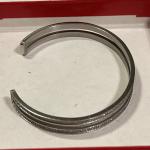 WALDOR & CO Double Row Rhinestones Silver Cuff 7"