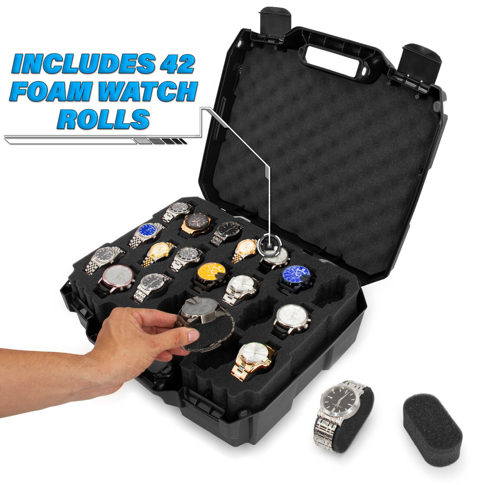 42-Watch CM Display Case: Custom Foam, Travel Case